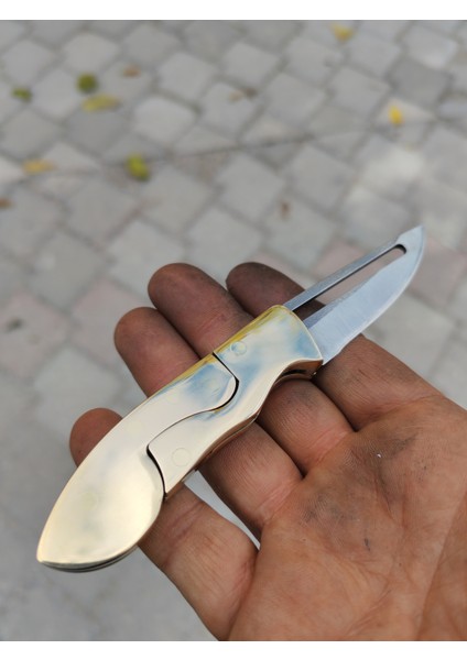 El Yapımı Pirinç Kabze Paslanmaz Çelikten Haylet Çakı Erkekler Için Kişiselleştirilebilir Hediye Kamp ve Doğa Bıçağı