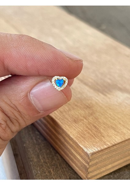 925 Ayar Gümüş Opal Taşlı Dudak Kıkırdak Helix Tragus Piercingi Gümüş Piercing