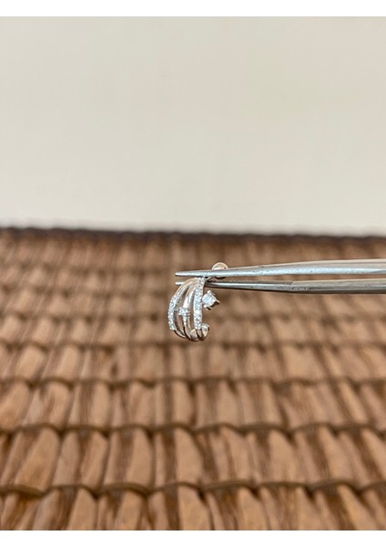 925 Ayar Gümüş Pırlanta Mode 3 Halka Piercing Gümüş Piercing fiyatları