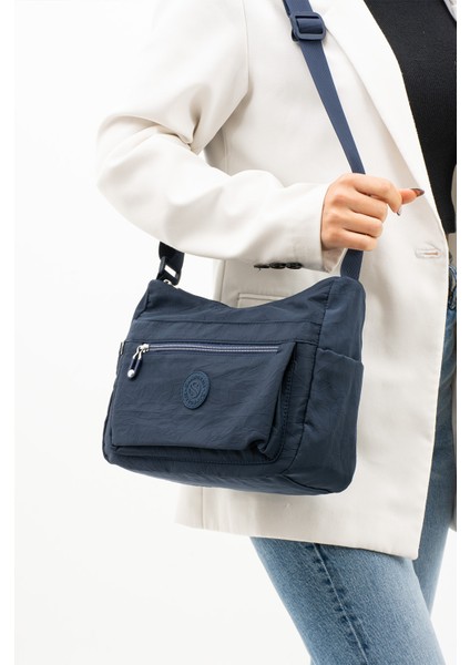 Sanmorris Glc Kadın Çok Gözlü Suya Dayanıklı Krinkıl Kumaş Siyah Renkli Çapraz Askılı Omuz Çantası indirimleri