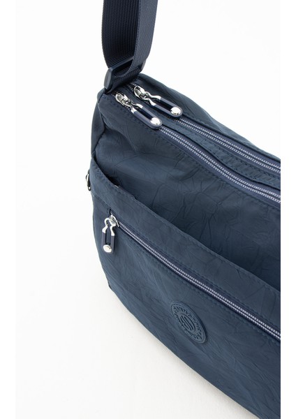 Sanmorris Glc Kadın Çok Gözlü Suya Dayanıklı Krinkıl Kumaş Siyah Renkli Çapraz Askılı Omuz Çantası