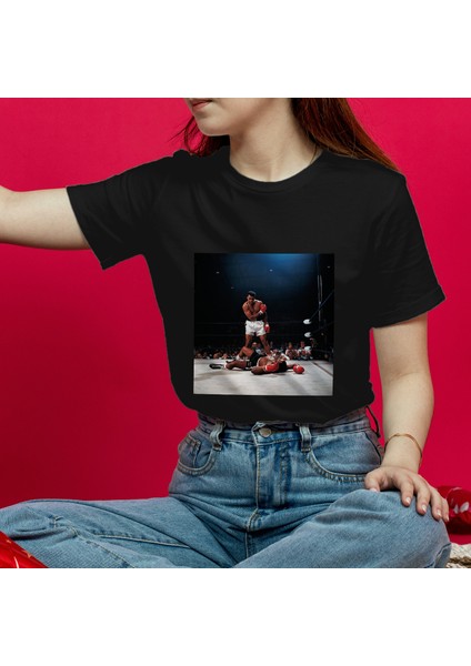 Muhammed Ali And Sonny Liston Usa 1965 Tişört - Siyah modelleri