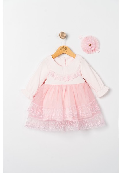 Kız Bebek Mevlütlük Elbise Dantelli Bandanalı