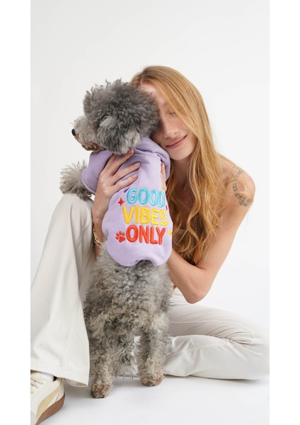 Kedi Köpek Hoodie Happy Vibes