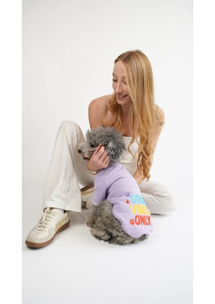 Kedi Köpek Hoodie Happy Vibes indirimleri