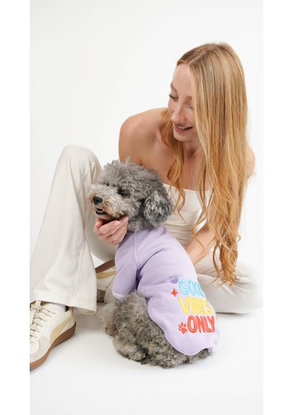 Kedi Köpek Hoodie Happy Vibes