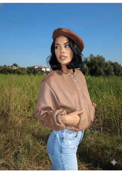 Kadın Camel Süet Bomber Ceket fiyatları