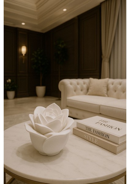 Modaevimde Premium Beyaz Gül Şeklindedekoratif Obje