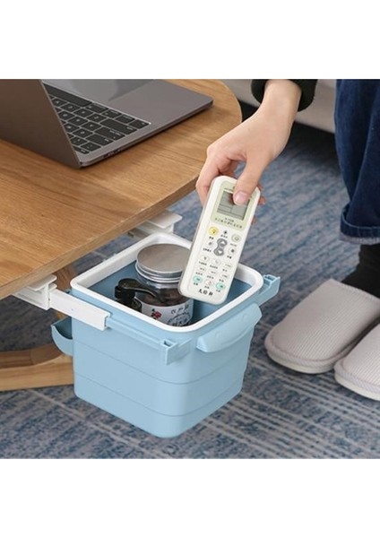 Buffer® Mini Masa Çöp Kovası Plastik Tezgah Altı Geri Çekilebilir Yapışkanlı Görünmez Bölme Pratik