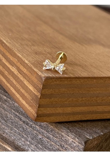 925 Ayar Gümüş Taşlı Papatya Dudak Kıkırdak Helix Tragus Piercingi Gümüş Piercing