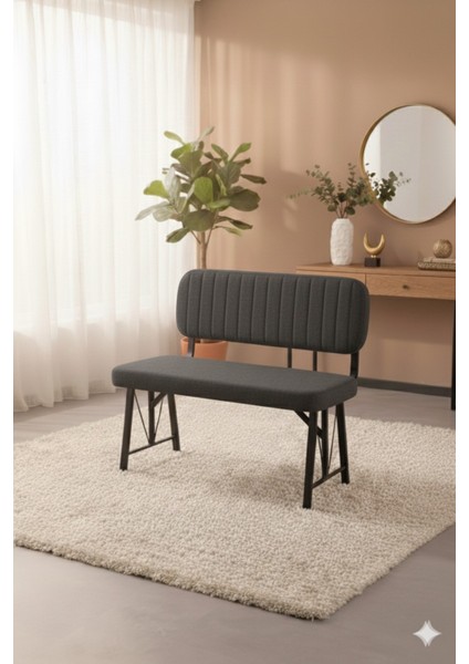 Elfin Mutfak , Yemek Odası Bahçe Balkon Otel Restoran Kafe Bench, Puf, Sırtlı Bench -1 Adet Antrasit