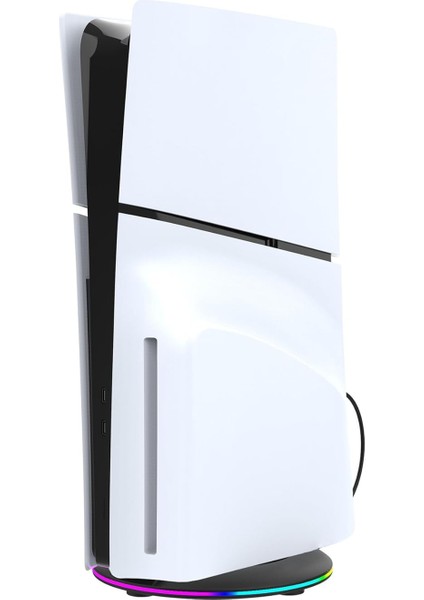14 Işık Modlu Ps5 Slim Disc ve Digital Edition Için LED Dikey Stand, Vidalar ve USB Kablosu ile Ps5 Slim Konsol Için Rgb Taban Standının Değiştirilmesi (Siyah)