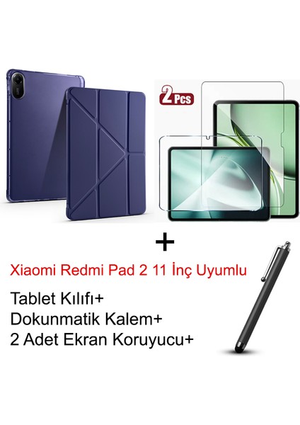 Yesnıce Xiaomi Redmi Pad 2 11 Inç Uyumlu Kalemlikli Kılıf 2 Adet Ekran Koruyucu Dokunmatik Kalem
