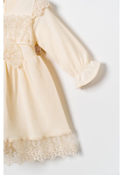 Kız Bebek Mevlütlük Elbise Dantelli Bandanalı modelleri