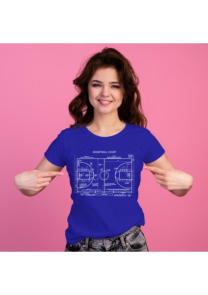 Basketball Court Tişört - Mavi modelleri