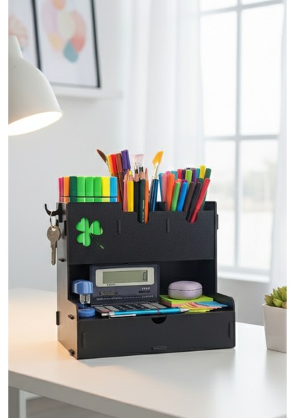 Clover 4 Gözlü Çekmeceli Masaüstü Ahşap Organizer Kalemlik- Takı Makyaj Çok Amaçlı Organizer fiyatları