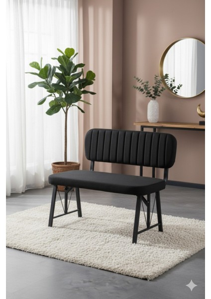 Elfin Mutfak , Yemek Odası Bahçe Balkon Otel Restoran Kafe Bench, Puf, Sırtlı Bench -1 Adet Siyah