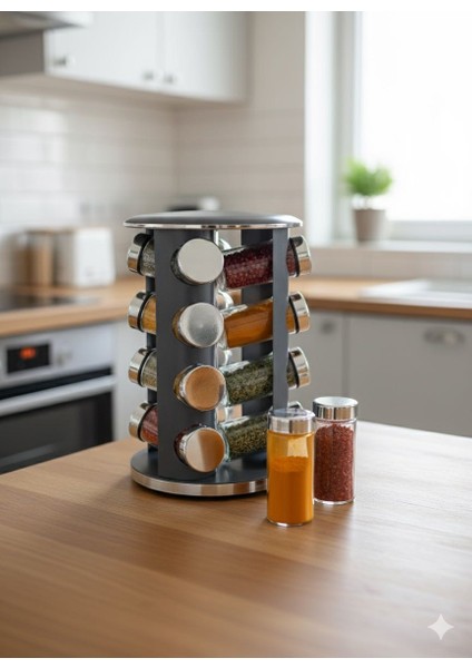 16'lı Lüks Döner Standlı Baharatlık Seti ile Modern Mutfak Düzeni fiyatları