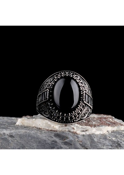 Onix Taşlı Oval Model 925 Ayar Gümüş Erkek Yüzük fırsatları