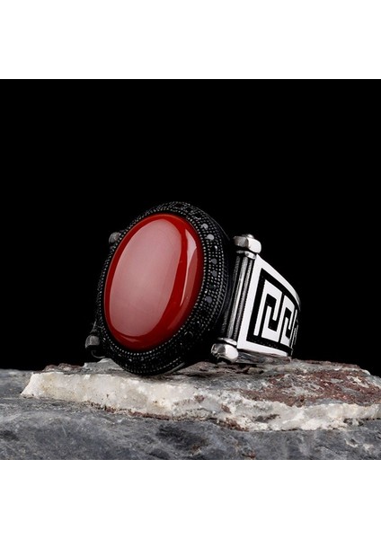 Akik Taşlı Oval Model 925 Ayar Gümüş Erkek Yüzük modelleri