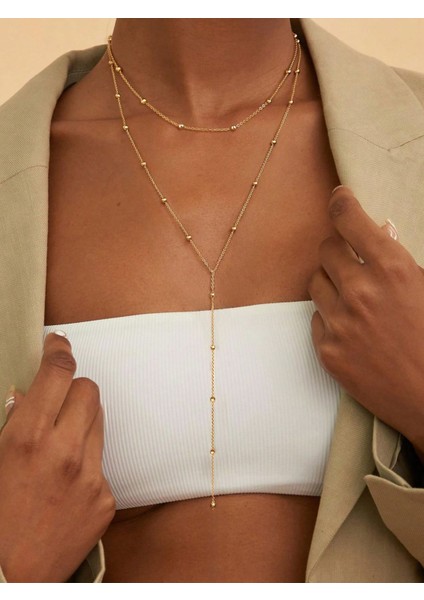 Ikili Toplu Zincir Sallantılı Y Kolye