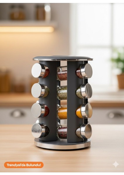 16'lı Lüks Döner Standlı Baharatlık Seti ile Modern Mutfak Düzeni modelleri