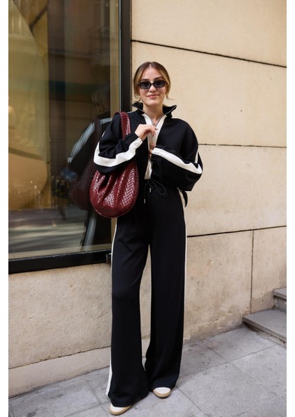 Keyymod Kadın Fermuarlı Dik Yakalı Oversize Üst ve Bol Pantolonlu Modal Alt & Üst Ikili Takım fiyatları