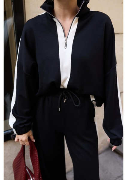 Keyymod Kadın Fermuarlı Dik Yakalı Oversize Üst ve Bol Pantolonlu Modal Alt & Üst Ikili Takım indirimleri