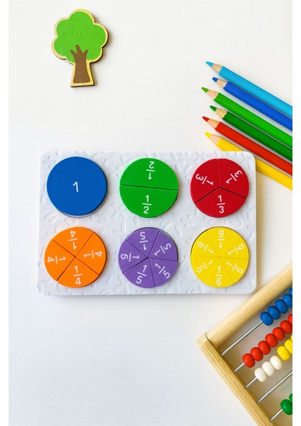 Renkli Kesir Öğrenme Seti | Matematik Öğrenme Oyuncağı | Eğitici Kesir Dairesi Seti
