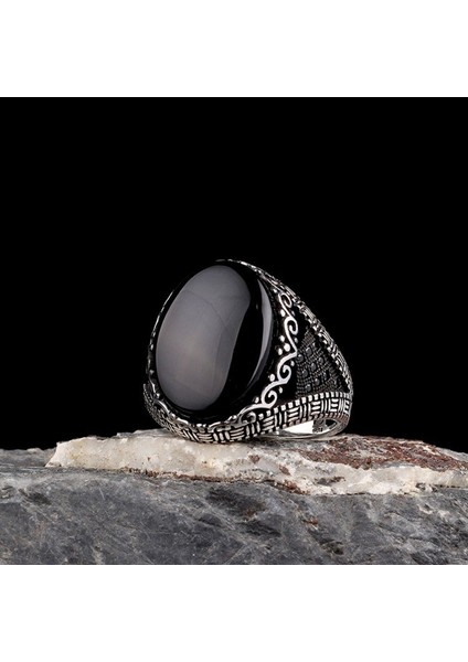 Onix Taşlı Oval Model 925 Ayar Gümüş Erkek Yüzük modelleri