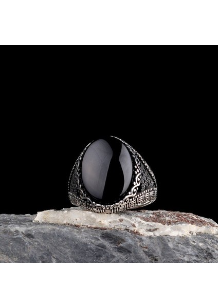 Onix Taşlı Oval Model 925 Ayar Gümüş Erkek Yüzük fırsatları