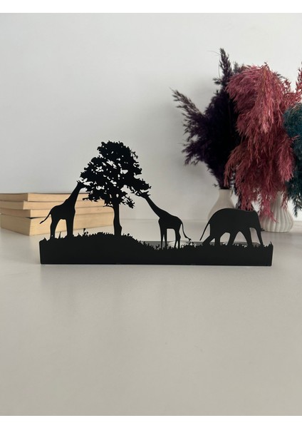 Fil ve Zürafa Temalı 4 Lü Metal Mumluk