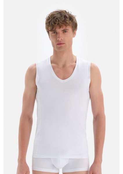 Erkek Pamuklu Sıfır Kol V Yaka Atlet D5060