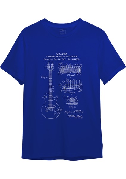 Gibson Les Paul Gitar Tişört - Mavi