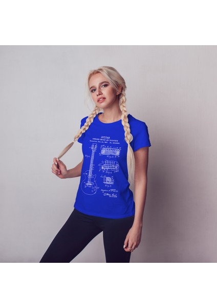 Gibson Les Paul Gitar Tişört - Mavi fiyatları