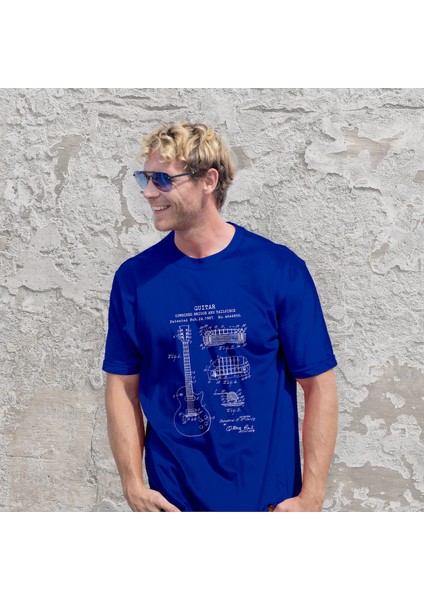 Gibson Les Paul Gitar Tişört - Mavi modelleri