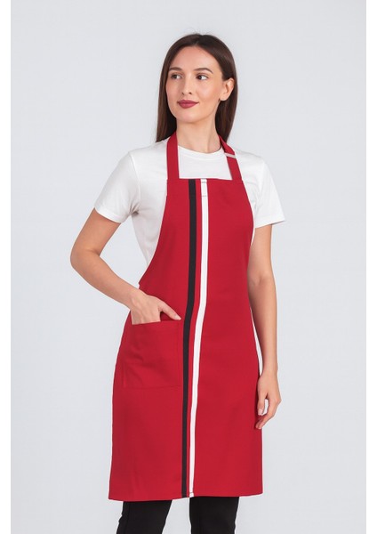 Kadın Boyundan Asmalı Çizgili Barista Şef Mutfak Önlüğü 60X85 cm modelleri
