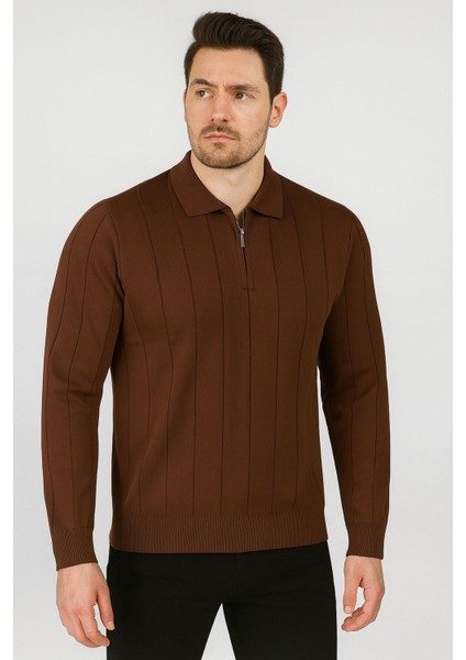 Slim Fit Polo Yaka Uzun Kol Erkek Triko - 7424