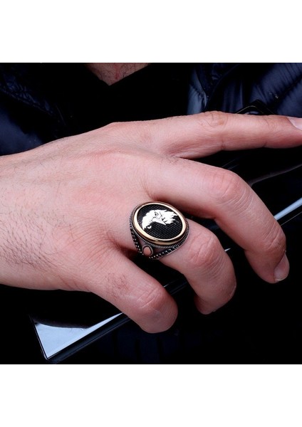 Kartal Motifli Model 925 Ayar Gümüş Erkek Yüzük