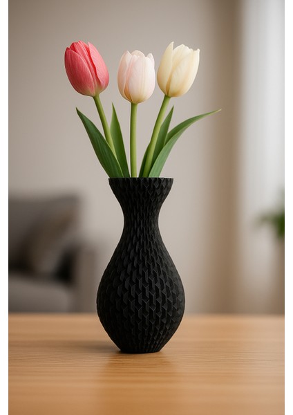 Siyah Desenli Vazo Ev Ofis Dekorasyonu