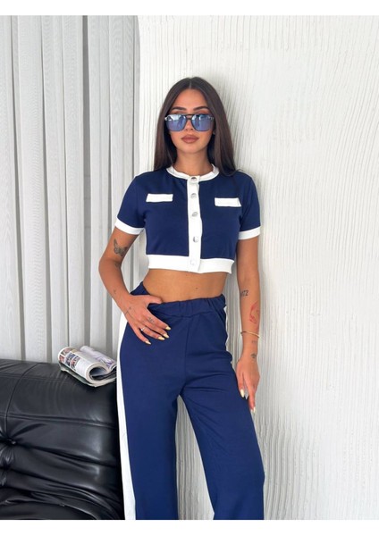 Kadın Modal Kumaş Garnili Kısa Kollu Hırka Pantolon Takım fırsatları