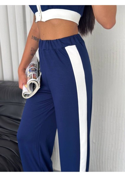 Kadın Modal Kumaş Garnili Kısa Kollu Hırka Pantolon Takım