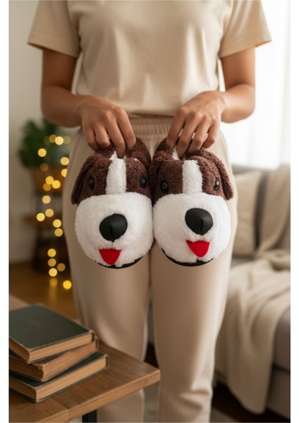 Panduf Hayvan Figürlü Peluş Tüylü Ev Ayakkabısı Yumuşak Taban Ev Botu