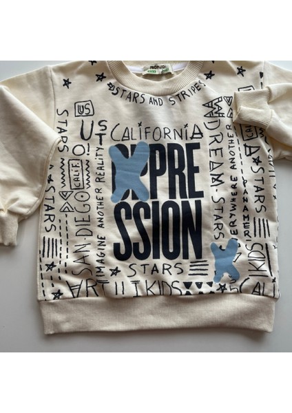 MNV-1045 Erkek Çocuk %100 Pamuk 2 Iplik Baskılı Gri Eşofman Takımı fırsatları