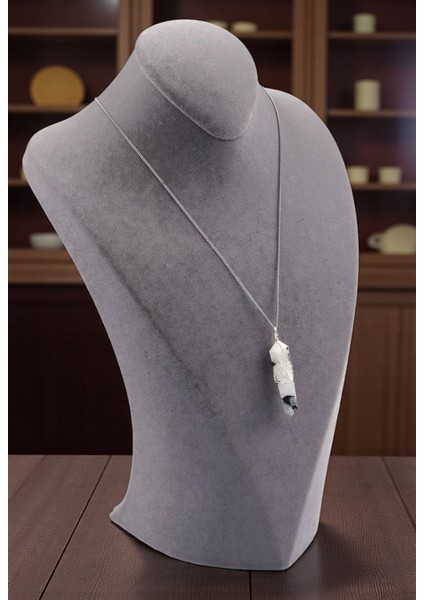 Ay Taşı Doğal Taş Tel Sargı Kolye