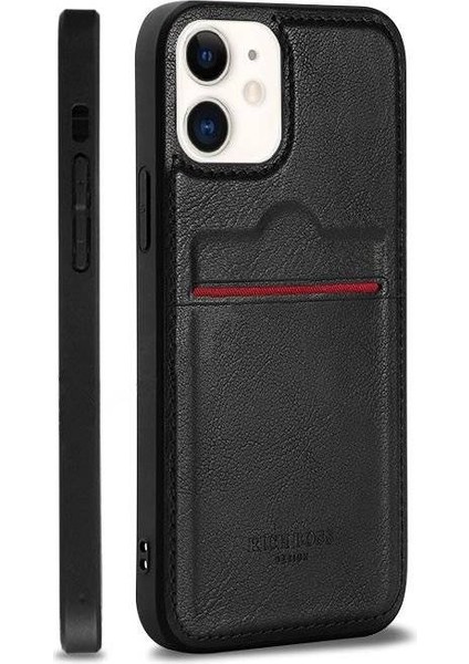 Apple iPhone 11 Deri Kartlıklı Lüks Kılıf Siyah