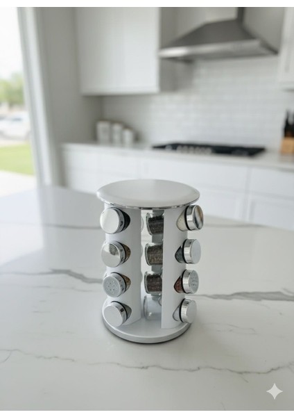 ✨ Lüx Dönerli Baharatlık Takımı | 16'lı Modern Tezgah Üstü Baharat Standı