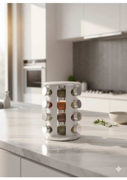 ✨ Lüx Dönerli Baharatlık Takımı | 16'lı Modern Tezgah Üstü Baharat Standı fiyatları