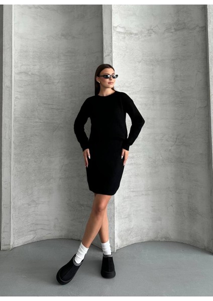 Kadın Triko Kazak Premium Kalem Etek Ikili Takım