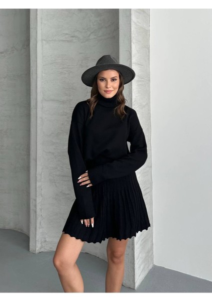 Kadın Triko Boğazlı Kazak Premium Etek Ikili Takım indirimleri